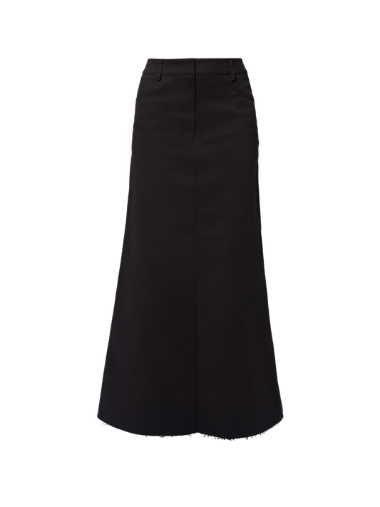 BLACK COTTON MAXI-SKIRT